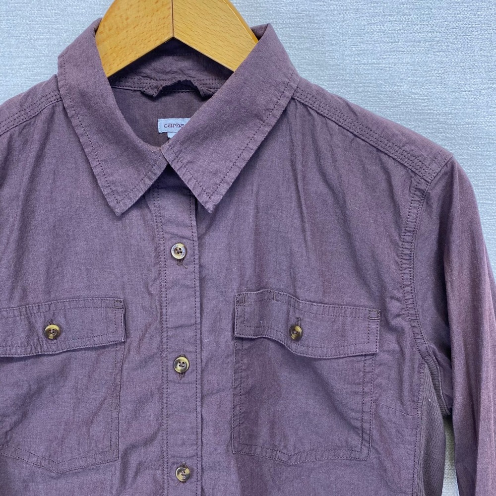 Carhartt Womens Button Down Shirt Roll Tab Sleeve casual Work Utility Top M 8-10